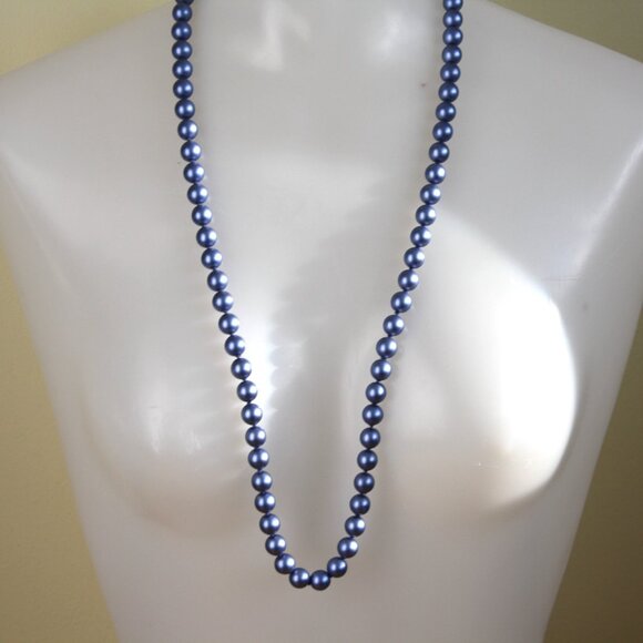 vintage Joan Rivers Czech Glass blue glass pearl beaded necklace classic … - Picture 2 of 6